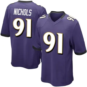 Nike Rayshad Nichols Men's Game Baltimore Ravens Purple Team Color Jersey