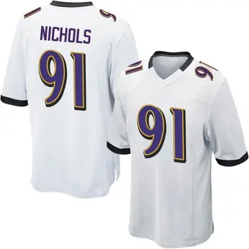Nike Rayshad Nichols Men's Game Baltimore Ravens White Jersey