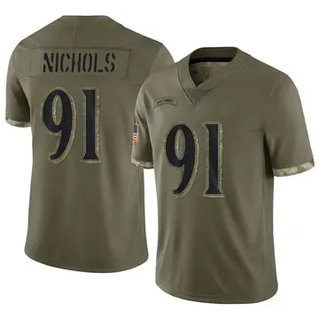 Nike Rayshad Nichols Men's Limited Baltimore Ravens Olive 2022 Salute To Service Jersey