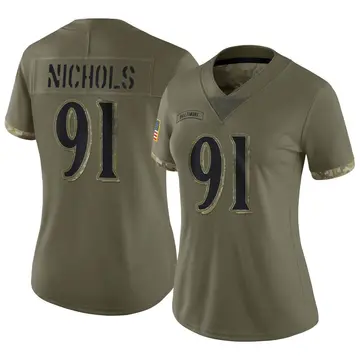 Nike Rayshad Nichols Women's Limited Baltimore Ravens Olive 2022 Salute To Service Jersey