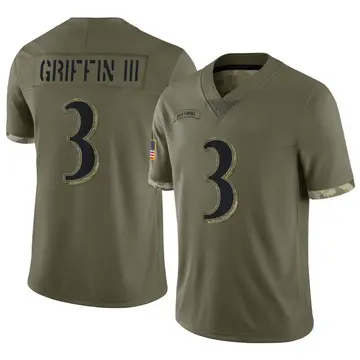 Nike Robert Griffin III Men's Limited Baltimore Ravens Olive 2022 Salute To Service Jersey