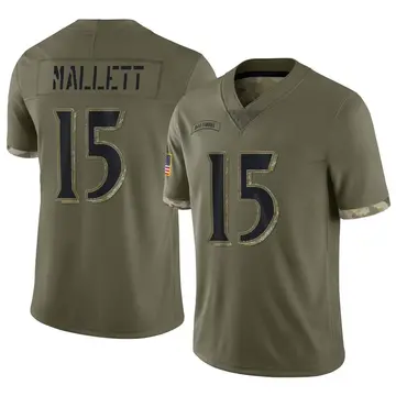 Nike Ryan Mallett Youth Limited Baltimore Ravens Olive 2022 Salute To Service Jersey