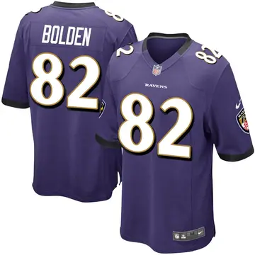 Nike Slade Bolden Men's Game Baltimore Ravens Purple Team Color Jersey