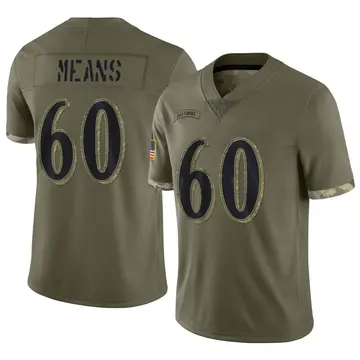 Nike Steven Means Men's Limited Baltimore Ravens Olive 2022 Salute To Service Jersey