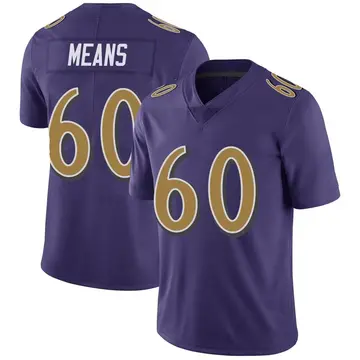 Nike Steven Means Men's Limited Baltimore Ravens Purple Color Rush Vapor Untouchable Jersey