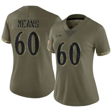 Nike Steven Means Women's Limited Baltimore Ravens Olive 2022 Salute To Service Jersey