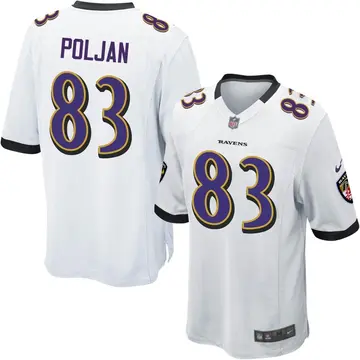 Nike Tony Poljan Men's Game Baltimore Ravens White Jersey