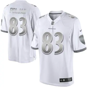 Nike Tony Poljan Men's Limited Baltimore Ravens White Platinum Jersey