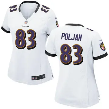 Nike Tony Poljan Women's Game Baltimore Ravens White Jersey