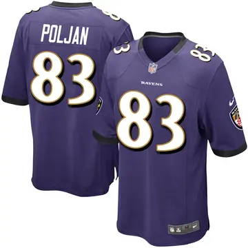Nike Tony Poljan Youth Game Baltimore Ravens Purple Team Color Jersey