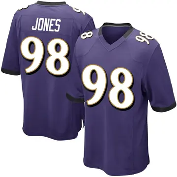 Nike Travis Jones Men's Game Baltimore Ravens Purple Team Color Jersey