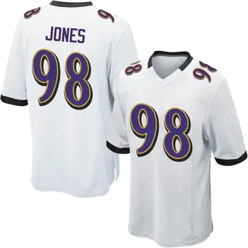 Nike Travis Jones Men's Game Baltimore Ravens White Jersey