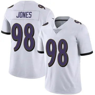 Nike Travis Jones Men's Limited Baltimore Ravens White Vapor Untouchable Jersey