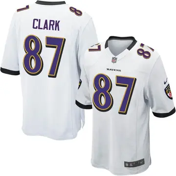 Nike Trevon Clark Men's Game Baltimore Ravens White Jersey