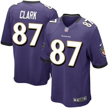 Nike Trevon Clark Youth Game Baltimore Ravens Purple Team Color Jersey