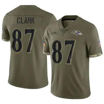 Nike Trevon Clark Youth Limited Baltimore Ravens Olive 2022 Salute To Service Jersey