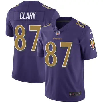 Nike Trevon Clark Youth Limited Baltimore Ravens Purple Color Rush Vapor Untouchable Jersey