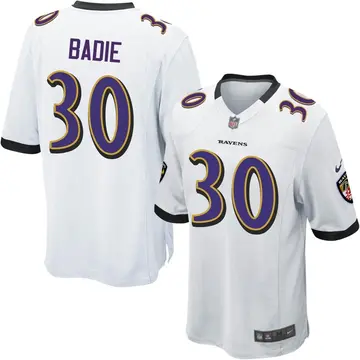 Nike Tyler Badie Men's Game Baltimore Ravens White Jersey