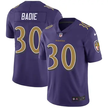 Nike Tyler Badie Men's Limited Baltimore Ravens Purple Color Rush Vapor Untouchable Jersey