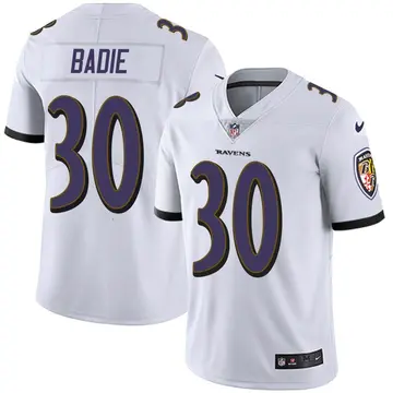 Nike Tyler Badie Men's Limited Baltimore Ravens White Vapor Untouchable Jersey